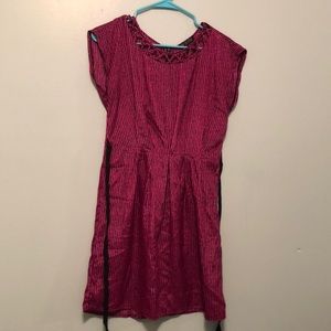 Pink and black stripe dress with tie